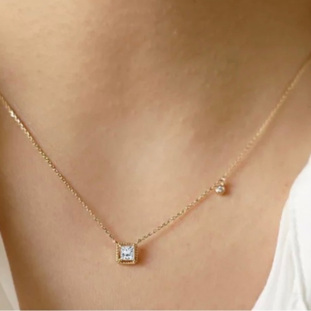 Crystal Zircon Necklace, 925 Sterling Silver
